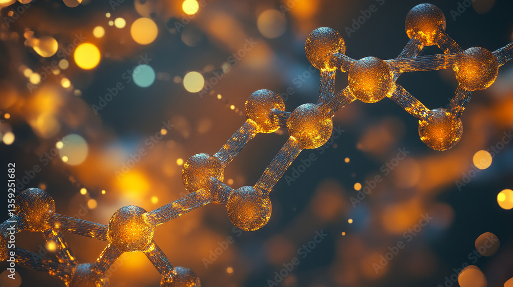 Poster abstract model of a molecule. digital technologies in genetic engineering. crystal lattice structure