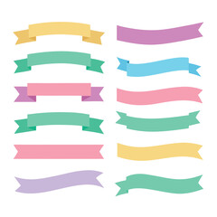 Variety of Cute Soft Colorful Ribbon Set Vector