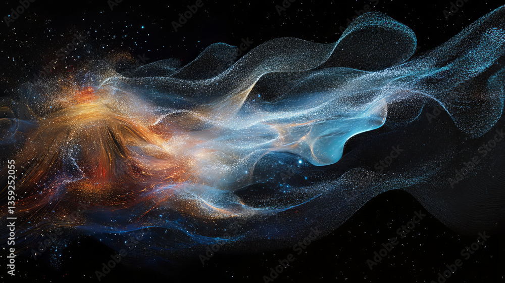 Poster digital technology. artificial intelligence and world of future. color spectrum of big bang. global 