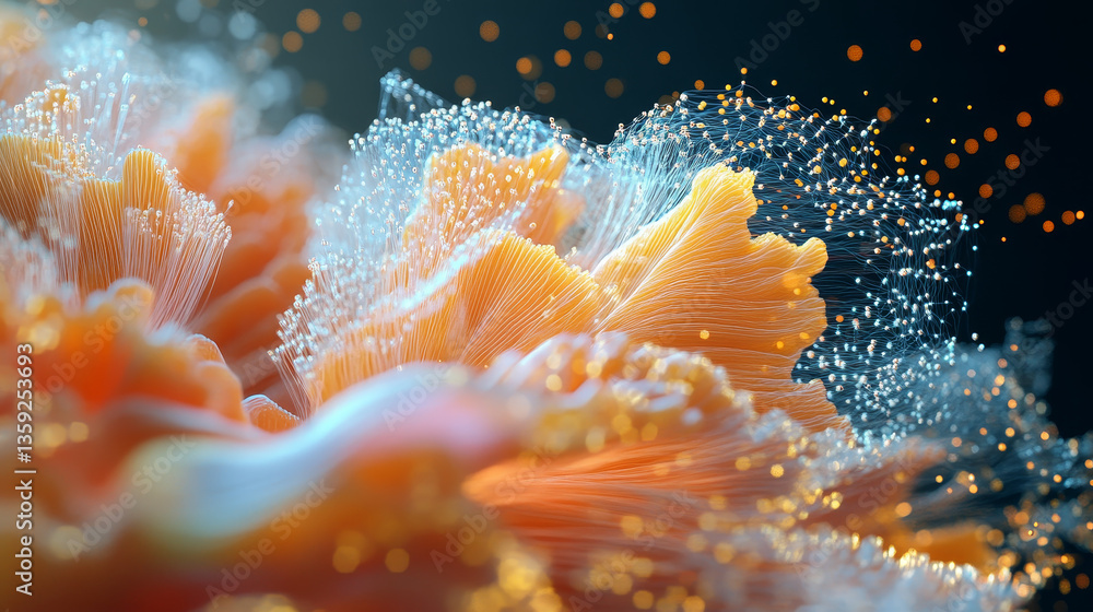 Poster big data concept. neural networks and artificial intelligence 3d illustration. abstract technologica