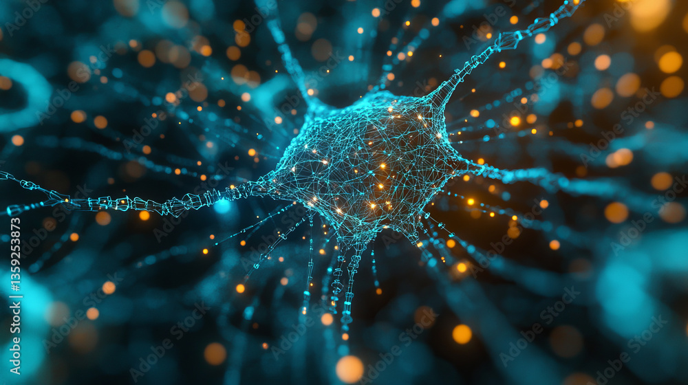 Poster big data concept. neural networks and artificial intelligence 3d illustration. abstract technologica