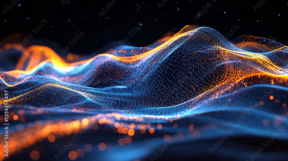 Poster artificial intelligence. big data core. neon light pulsing mind. abstract concept of computer neural