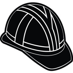 Vector illustration of a set of baseball caps and helmets silhouettes