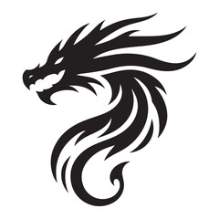 Powerful Dragon Head Silhouette Tattoo Design Vector Art Download