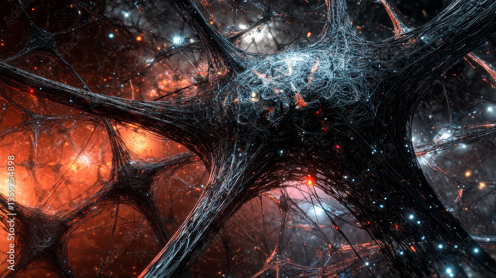 Poster artificial intelligence. digital brain. computer mind. 3d illustration of a cyber-future. neural cir
