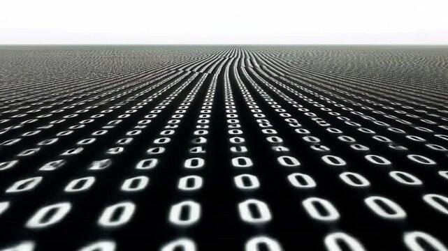 Digital Matrix of Binary Code Creating a Surreal Landscape Generative AI