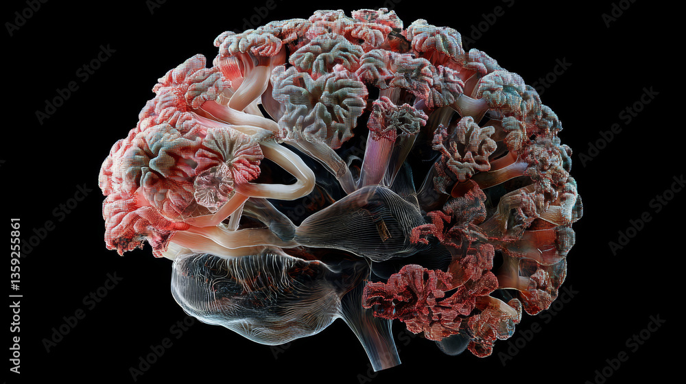 Poster ai, digital mind, artificial intelligence, computer brain, quantum processor, cpu, neural networks. 