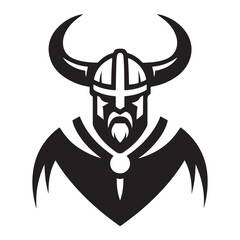 Bold Viking Warrior Silhouette Icon Illustration with Horned Helmet