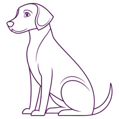 Simple Line Art of a Sitting Labrador Dog with Distinct Features