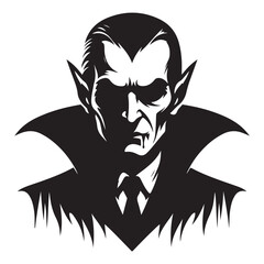 Creepy Dracula Vampire Face Silhouette Vector Image for Halloween