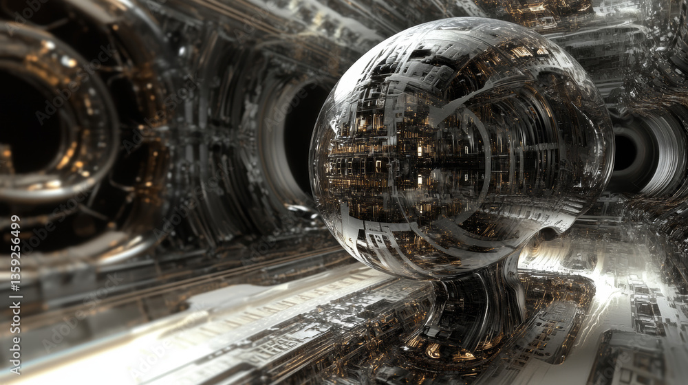 Poster artificial intelligence. digital brain. computer mind. 3d illustration of a cyber-future. neural cir