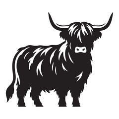 Majestic Highland Cow Silhouette Illustration Vector Graphic Design