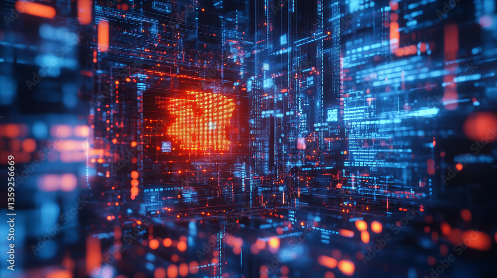 Poster ai, digital mind, artificial intelligence, computer brain, quantum processor, cpu, neural networks. 