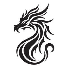 Elegant Dragon Silhouette Vector Illustration for Mystical and Fantasy Themes