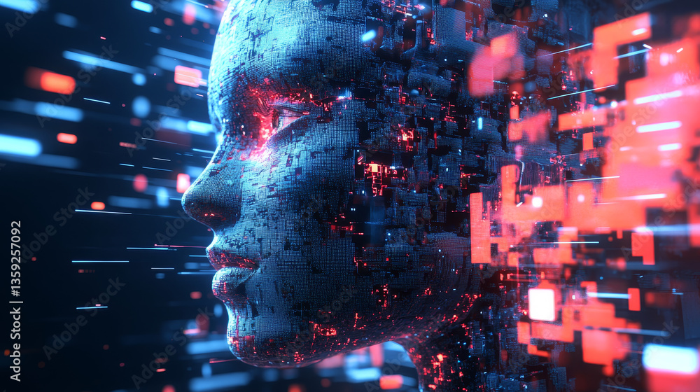 Poster big data concept. artificial intelligence and computer mind. high technologies, network database. re