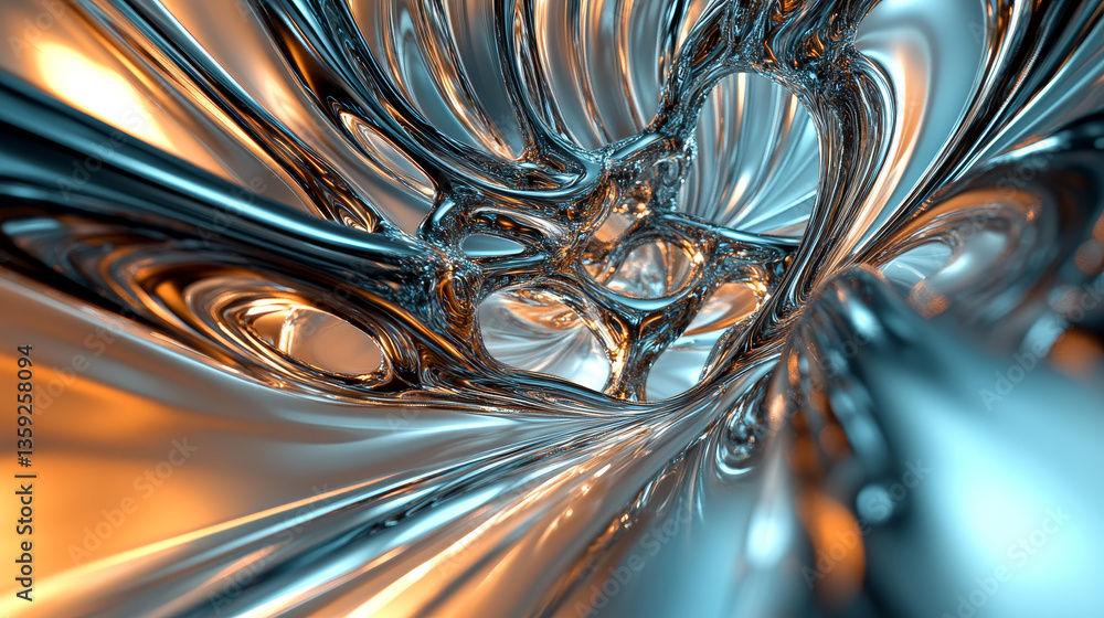 Poster fantastic 3d illustration. interlacing and whirling of abstract forms. network and web in structure 
