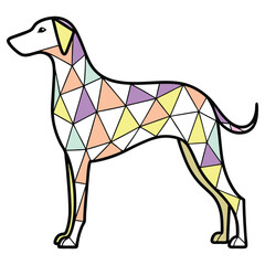 Geometric Dog Art, Minimalist Canine Design with Pastel Triangular Fillings