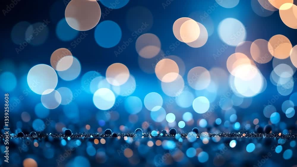 Aufkleber abstract blue and gold bokeh background with shimmering lights and sparkling particles