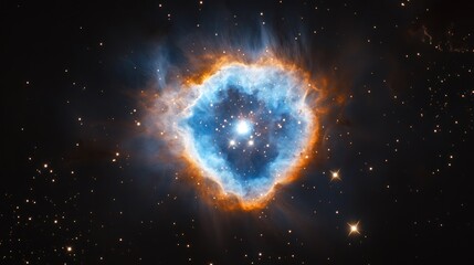 A Beautiful Colorful Ring Nebula Is Visible In Space