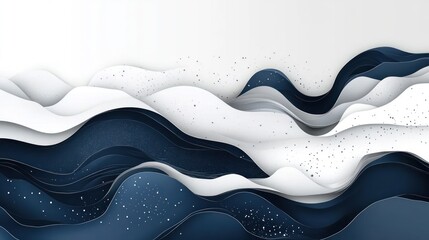 An abstract layered paper art piece using blue and white hues