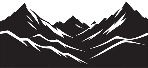 Majestic Mountain Range Silhouette Illustration for Outdoor Adventure Enthusiasts