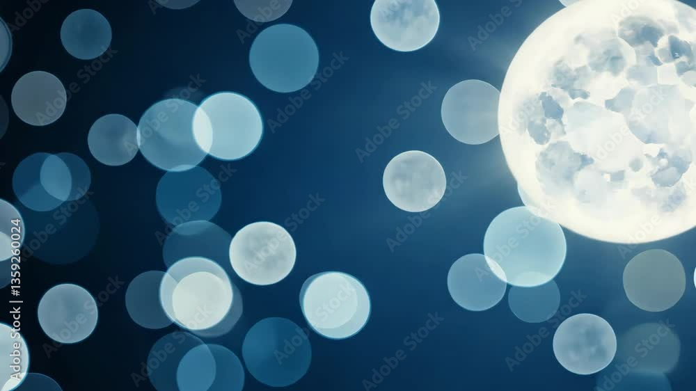 Aufkleber abstract blue bokeh background with bright circular lights and soft blur effect