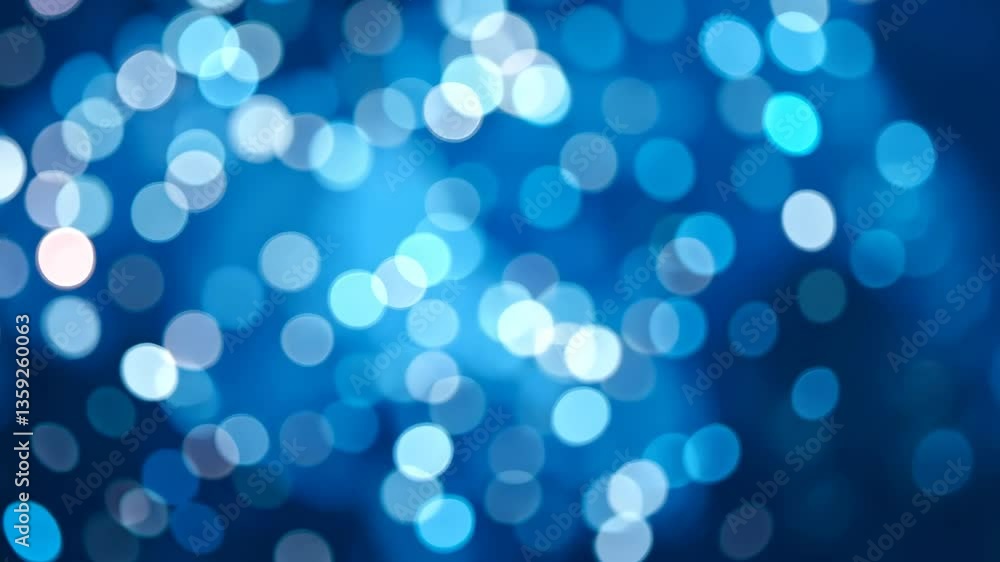 Poster abstract blue bokeh background with glowing circular lights for festive design