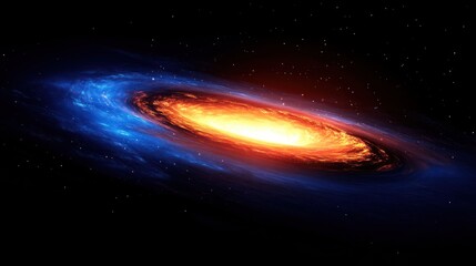 A vibrant spiral galaxy displays bright colors against dark space