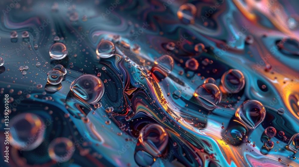 Aufkleber abstract turquoise and red fluid patterns with golden accents. background image of colorful fluid or