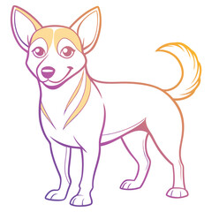 Cartoon Dog Standing Isolated Cute Gradient Chihuahua With Smiling Face