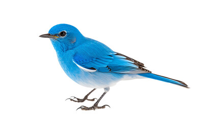 Bluebird standing isolated on white or transparent background.
