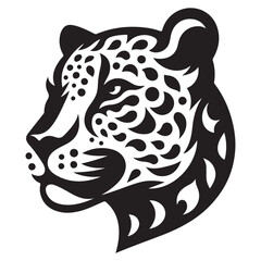 Stylized Jaguar Head Silhouette Vector Illustration for Graphic Design Projects