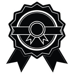 Gold wax seal with ribbon, award badge silhouette