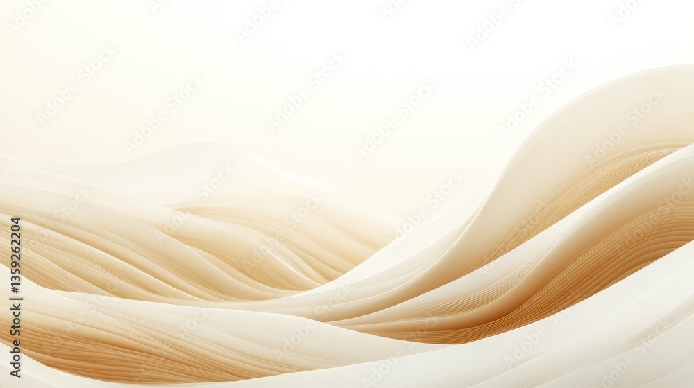 Aufkleber abstract composition of beige flowing shapes and curved lines