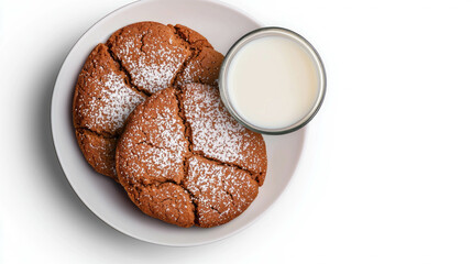 Delicious ginger and molasses cookies with milk for cozy winter treats
