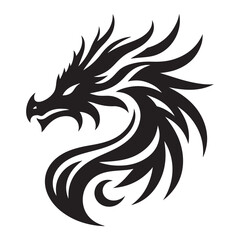 Powerful dragon head silhouette vector illustration for mythology lovers