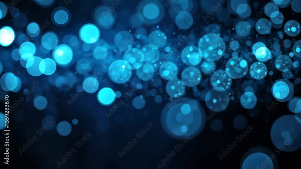 Aufkleber abstract bokeh background with floating blue spheres on dark backdrop for creative design