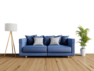 Free PNG wallpaper mockup Blue Sofa in a Modern Living Room in Interior Living Room, 3D rendering