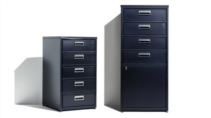 Modern Black Metal Filing Cabinets Set