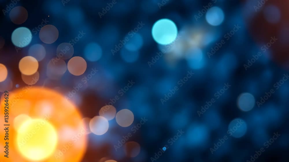 Poster abstract bokeh background with orange and blue circles and soft lights