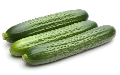Fresh Green Cucumbers Isolated on White Background