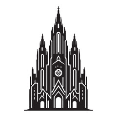 Fototapeta premium Silhouette Church Building Vector Art Illustration Gothic Architecture Design