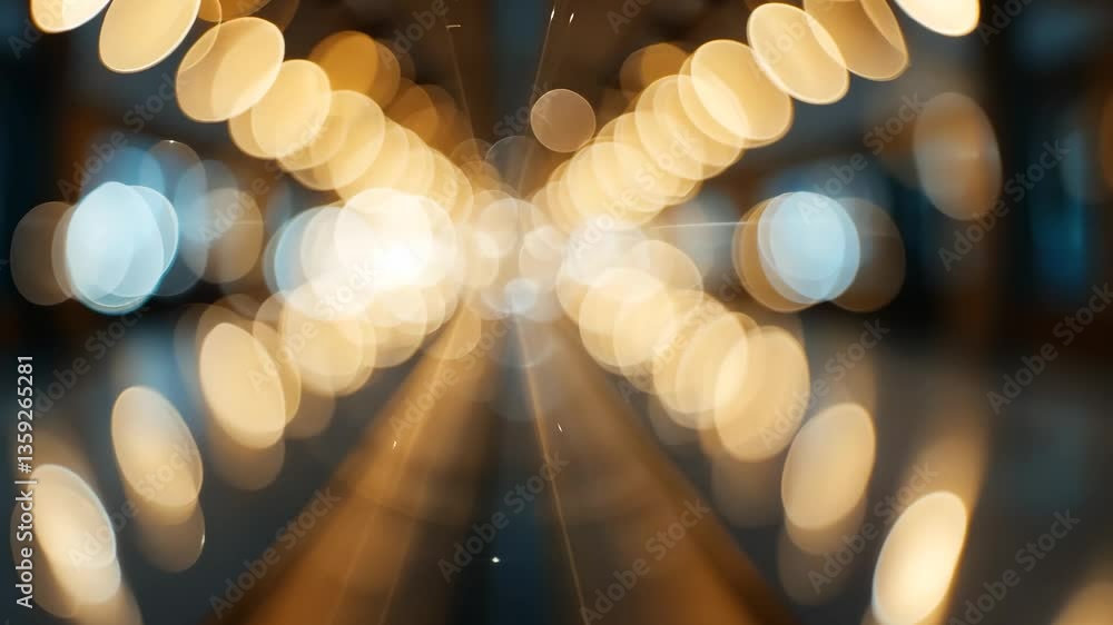 Poster abstract bokeh background with warm golden lights and teal tones creating dynamic perspective