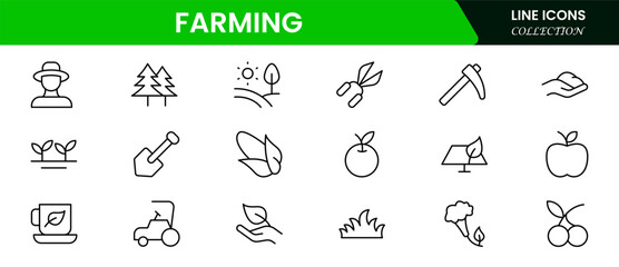 farming, agriculture, ecology, plantation, recyclable, clean, science, agronomy, stroke. Vector illustration