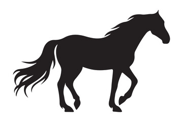 Elegant Black Horse Silhouette Running Free Vector Illustration Design