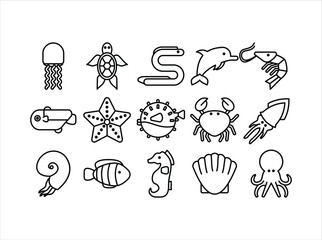 Sea Animal Icon Set