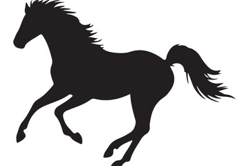 Powerful Black Horse Silhouette Design Galloping Animal Art Print