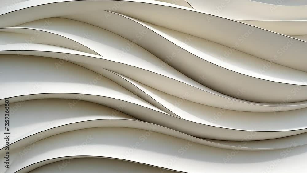 Poster abstract curved reliefs create wave-like patterns on white paper generative ai