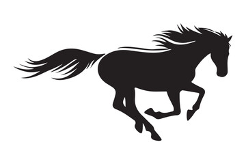 Fototapeta premium Black horse galloping vector illustration graphic silhouette art print