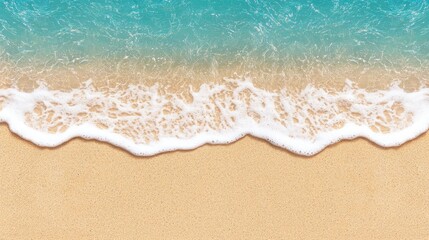Gentle ocean waves lapping onto the golden sandy beach shore
